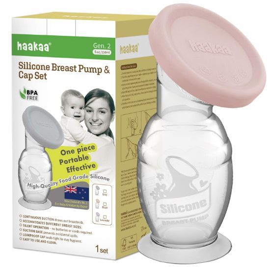 Picture of haakaa Silicone Breast Pump & Silicone Cap (Blush) 5oz/150ml, Gen.2