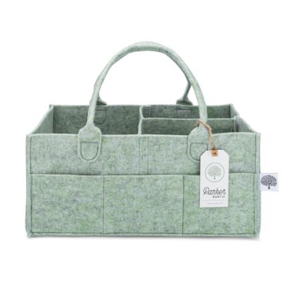 Picture of Parker Baby Diaper Caddy - Nursery Storage Bin and Car Organizer for Diapers and Baby Wipes - Sage Green, Large