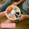 Picture of GoBe Kids Large Snack Spinner Slide Bundle with Hand Strap and Sticker Sheet - Reusable Snack Container with 4 Compartment Dispenser and Lid | BPA/PVC Free | Dishwasher Safe | No Spill - Lemon Yellow