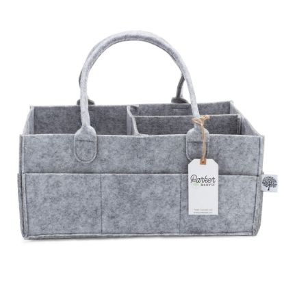 Picture of Parker Baby Co. Diaper Caddy - Nursery Storage Bin and Car Organizer for Diapers and Baby Wipes - Gray, Large