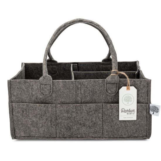Picture of Parker Baby Co. Diaper Caddy - Nursery Storage Bin and Car Organizer for Diapers and Baby Wipes - Charcoal, Large