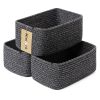 Picture of MiniArk Shelf Storage Baskets for Organizing | Closet Organizer Bins | Small Toy Basket | Woven Rope Baskets | Cube Decorative Box | Shallow Basket | 11.5x7.5x4.7” | 3 Packs Dark Gray