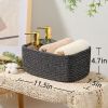 Picture of MiniArk Shelf Storage Baskets for Organizing | Closet Organizer Bins | Small Toy Basket | Woven Rope Baskets | Cube Decorative Box | Shallow Basket | 11.5x7.5x4.7” | 3 Packs Dark Gray