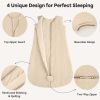 Picture of Unnivoll Baby Sleep Sack 12-18 Months TOG 2.5 Winter Baby Wearable Blanket, 100% Cotton Fabric Toddler Sleeping Sack 2-Way Zipper Quilted Baby Sleep Bag, Warm Soft Apricot