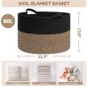 Picture of INDRESSME Large Storage Baskets for Organizing, 21.7 x 13.8 Blanket Basket Living Room Dog Toy Bin, Woven Laundry Basket for Dirty Clothes, Pillows, Towel, 90L Mix Black