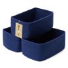 Picture of MiniArk Small Storage Baskets for Organizing | Closet Organizer Bins | Shelf Toy Basket | Woven Rope Baskets | Cube Decorative Box | Shallow Basket | 11.5x7.5x4.7” | 3 Packs Navy Blue