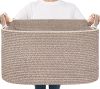 Picture of Goodpick Large Woven Storage Basket, 21.6" x 14.9" x 11.8" Blanket Basket for Living Room, Bedroom, Rectangle Rope Storage Organizer for Clothes, Toys, Brown