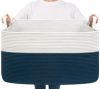 Picture of Goodpick Baskets for Organizing, Large Storage Basket, Woven Baskets for Storage, Blanket Basket Living Room, Rectangle Dirty Clothes Basket for Laundry, 21.6" x 14.9" x 11.8", Blue