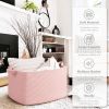 Picture of Goodpick Large Blanket Basket, Woven Baskets for Storage, Large Baskets for Organizing, Toy Basket for Nursery, Bedroom, Rectangle Storage Basket with Handles, 21.6" x 14.9" x 11.8", Pink