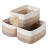 Picture of MiniArk Shelf Storage Baskets for Organizing | Closet Organizer Bins | Small Toy Basket | Woven Rope Baskets | Cube Decorative Box | Shallow Basket |11.5x7.5x4.7”| 3 Packs Gradient Brown