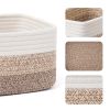 Picture of MiniArk Shelf Storage Baskets for Organizing | Closet Organizer Bins | Small Toy Basket | Woven Rope Baskets | Cube Decorative Box | Shallow Basket |11.5x7.5x4.7”| 3 Packs Gradient Brown