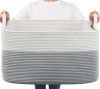 Picture of Goodpick Large Toy Storage Basket, Grey Cotton Rope Basket Toy Storage Bin for Baby, Kids, Woven Storage Basket with Handle for Laundry, Living Room, Nursery, Bedroom, 21.6" x 14.9" x 11.8"