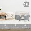 Picture of Goodpick Large Toy Storage Basket, Grey Cotton Rope Basket Toy Storage Bin for Baby, Kids, Woven Storage Basket with Handle for Laundry, Living Room, Nursery, Bedroom, 21.6" x 14.9" x 11.8"