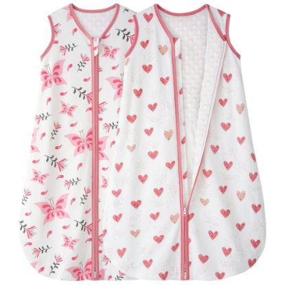 Picture of Yoofoss Baby Sleep Sack 6-12 Months with Plush Dots, 2 Pack TOG 1.5 Fleece Baby Wearable Blanket with 2-Way Zipper, Cotton Fabric Toddler Sleeping Sack, (Medium)