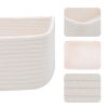 Picture of MiniArk Shelf Storage Baskets for Organizing | Closet Organizer Bins | Small Toy Basket | Woven Rope Baskets | Cube Decorative Box | Shallow Basket | 11.5x7.5x4.7” | 3 Packs Off White