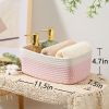 Picture of MiniArk Shelf Storage Baskets for Organizing | Closet Organizer Bins | Small Baskets | Toy Basket | Cute Decorative Basket | Cube Storage Bin | Woven Rope Basket | 11.5×7.5×4.7” | 3 Packs White Pink