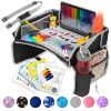 Picture of PILLANI Kids Travel Tray for Car - Car Seat Tray for Kids Travel, Road Trip Essentials, Carseat Table for Roadtrip Activities - Must Have Toddler Lap Desk Organizer for Airplane - Car Accessories