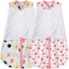 Picture of BSTOPPT Newborn Sleep Sack Baby Swaddle,0-3 Months,3-Way Adjustable Wearable Blanket,100% Rayon Cotton Swaddling sleeping bag，TOG 0.5（Heart&Floral）