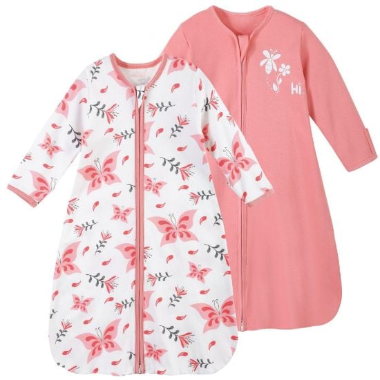 Picture of Yoofoss Baby Sleep Sack 12-18 Months Long Sleeve Wearable Blanket Baby 100% Cotton 2-Way Zipper 0.5 Tog Toddler Sleeping Sack, Lightweight(Large)