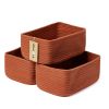 Picture of MiniArk Shelf Storage Baskets for Organizing | Closet Organizer Bins | Small Toy Basket | Woven Rope Baskets | Cube Decorative Box | Shallow Basket | 11.5x7.5x4.7” | 3 Packs Oxide Red