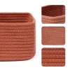 Picture of MiniArk Shelf Storage Baskets for Organizing | Closet Organizer Bins | Small Toy Basket | Woven Rope Baskets | Cube Decorative Box | Shallow Basket | 11.5x7.5x4.7” | 3 Packs Oxide Red