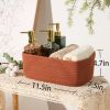 Picture of MiniArk Shelf Storage Baskets for Organizing | Closet Organizer Bins | Small Toy Basket | Woven Rope Baskets | Cube Decorative Box | Shallow Basket | 11.5x7.5x4.7” | 3 Packs Oxide Red