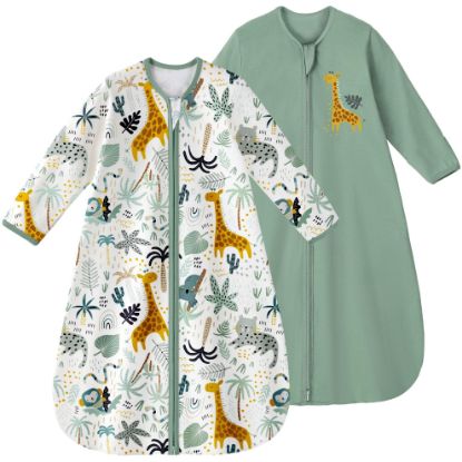 Picture of Yoofoss Baby Sleep Sack 12-18 Months Long Sleeve Wearable Blanket Baby 100% Cotton 2-Way Zipper 0.5 Tog Infants Sleeping Sack, Lightweight(Large)