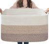 Picture of Goodpick Large Woven Storage Basket, 21.6" x 14.9" x 11.8" Rectangle Rope Baskets for Toy Storage, Blanket Basket for Living Room, Bedroom, Light Brown