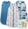 Picture of Cute Castle Baby Sleep Sack 12-18 Months - Lightweight 100% Cotton 2-Way Zipper TOG 0.5 Infant Wearable Blanket, Newborn Essentials Toddler Sleep Clothes (3 Pack Blue)