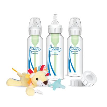 Picture of Dr. Brown's Natural Flow® Anti-Colic Options+™ Narrow 8oz/250mL Baby Bottle + Lovey Gift Set with Level 1 Slow Flow Nipples