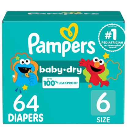 Picture of Pampers Diapers - Baby Dry - Size 6, 64 Count, Absorbent Disposable Infant Diaper (Packaging May Vary)