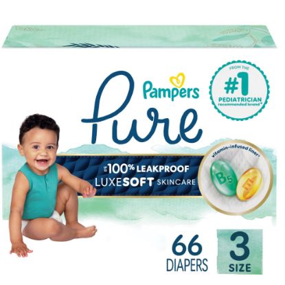 Picture of Pampers Baby Diapers - Pure Protection - Size 3, 66 Count, for up to 100% Leakproof, Premium Plant-based Skin Protection
