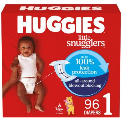 Picture of Huggies Size 1 Diapers, Little Snugglers Baby Diapers, Size 1 (8-14 lbs), 96 Count, Packaging May Vary