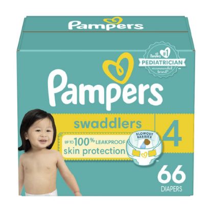 Picture of Pampers Baby Diapers - Swaddlers - Size 4, 66 Count, Ultra Absorbent Disposable Infant Diaper