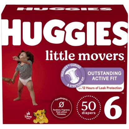 Picture of Huggies Size 6 Diapers, Little Movers Baby Diapers, Size 6 (35+ lbs), 50 Count (2 packs of 25), Packaging May Vary