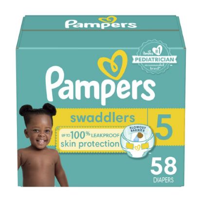Picture of Pampers Baby Diapers - Swaddlers - Size 5, 58 Count, Ultra Absorbent Disposable Infant Diaper