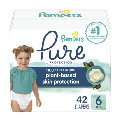 Picture of Pampers Baby Diapers - Pure Protection - Size 6, 42 Count, for up to 100% Leakproof, Premium Plant-based Skin Protection