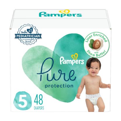 Picture of Pampers Baby Diapers - Pure Protection - Size 5, 48 Count, for up to 100% Leakproof, Premium Plant-based Skin Protection