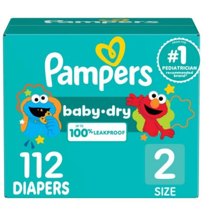 Picture of Pampers Diapers - Baby Dry - Size 2, 112 Count, Absorbent Disposable Infant Diaper (Packaging May Vary)
