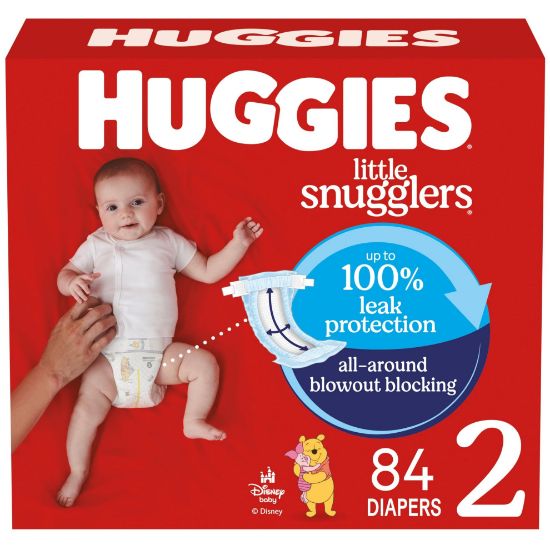 Picture of Huggies Size 2 Diapers, Little Snugglers Baby Diapers, Size 2 (12-18 lbs), 84 Count, Packaging May Vary