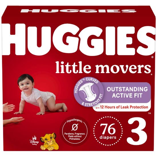 Picture of Huggies Size 3 Diapers, Little Movers Baby Diapers, Size 3 (16-28 lbs), 76 Count (2 packs of 38), Packaging May Vary