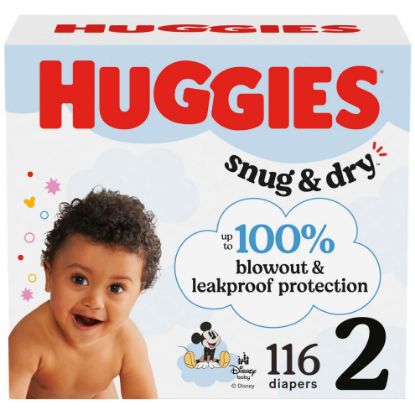 Picture of Huggies Size 2 Diapers, Snug & Dry Baby Diapers, Size 2 (12-18 lbs), 116 Count, Packaging May Vary
