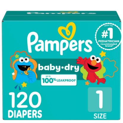 Picture of Pampers Diapers - Baby Dry - Size 1, 120 Count, Absorbent Disposable Infant Diaper (Packaging May Vary)