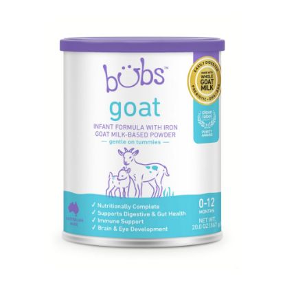 Picture of Bubs Whole Goat Milk Formula with Iron, Goat Milk-Based Powder, for Infants 0-12 Months, Made with Non-GMO Goat Milk, 20 oz