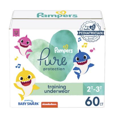 Picture of Pampers Training Pants - Pure Protection - Size 2T-3T, 60 Count, Baby Shark Premium Hypoallergenic Potty Underwear