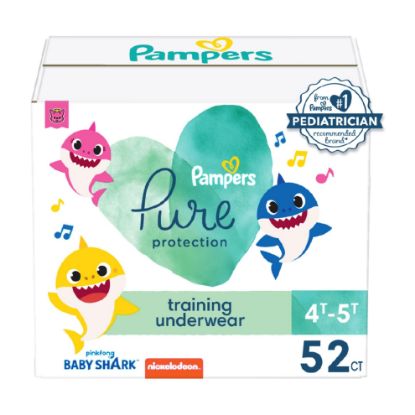Picture of Pampers Training Pants - Pure Protection - Size 4T-5T, 52 Count, Baby Shark Premium Hypoallergenic Potty Underwear