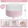 Picture of INDRESSME XXXLarge Storage Basket with Handle, Pink Laundry Basket for Nursery Stuffed Animal Storage, Baby Baskets Kids Toy Organizer, 21.7" x 21.7" x 13.8", Pink