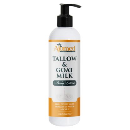 Picture of Grass Fed Beef Tallow & Goat Milk Body Lotion for Sensitive Skin, Organic Tallow Lotion - Soothes Dry Patches, Goat Milk Moisturizer - Handmade Tallow Body Lotion (UNSCENTED, 8 Oz)