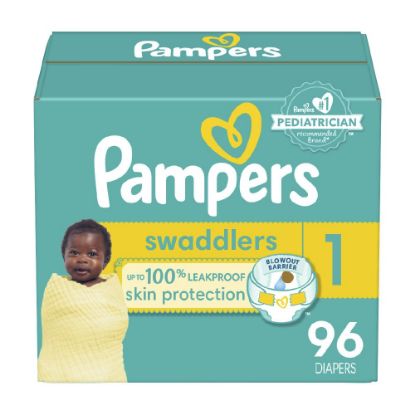 Picture of Pampers Baby Diapers - Swaddlers - Size 1, 96 Count, Ultra Absorbent Disposable Infant Diaper