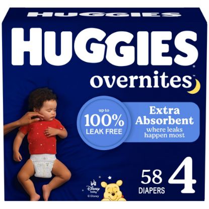 Picture of Huggies Overnites Size 4 Overnight Diapers (22-37 lbs), 58 Ct, Packaging May Vary